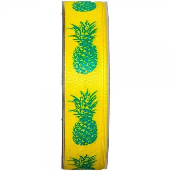 Stuha saténová žlutá PINEAPPLE POP Yellow 25mm x 2,5m (8,-Kč/m)