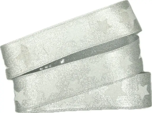 Vánoční stuha WHITE STAR stříbrná 25mm x 2m (8,50 Kč/m)