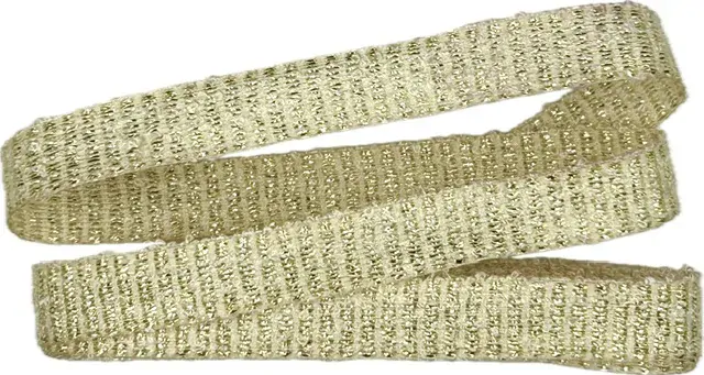 Rypsová stuha FESTIVE GOLD krémová – zlaté prošívání, slavnostní, elegantní 15mm x 2m 