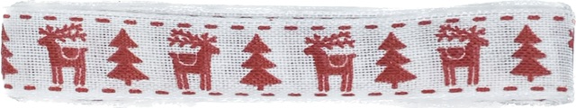 Sada 10x Vánoční stuha skládaná REINDEER červená 15mm x 2m (4,- Kč/m) (8,- Kč/ks)