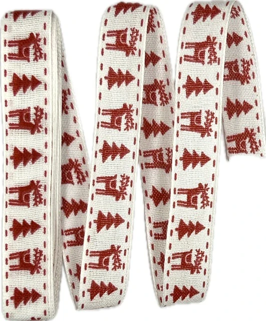 Sada 10x Vánoční stuha skládaná REINDEER červená 15mm x 2m (4,- Kč/m) (8,- Kč/ks)