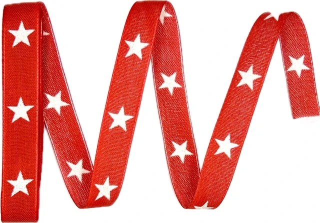 Vánoční stuha Starry Red Charm červená 15mm x 2m (6,- Kč/m)