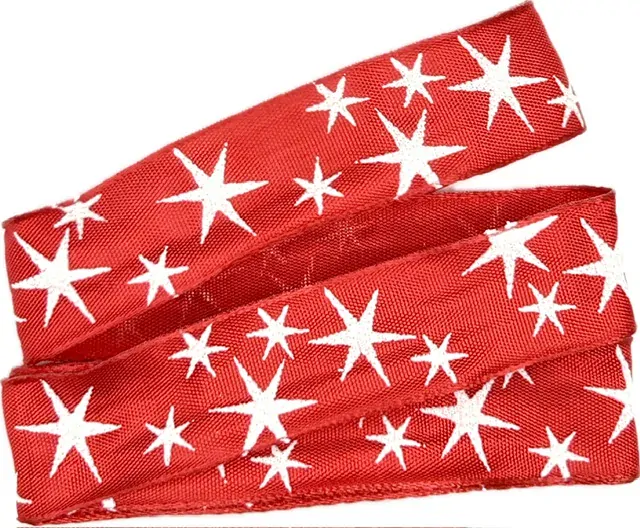 Sada 10x Vánoční stuha červená STARLIGHT RED saténová, skládaná 10x 25mm x 2m (14,-Kč/ks) (7,-Kč/m) 