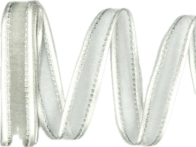 Sada 10x Vánoční stuha skládaná MONDAN SILVER GRACE 25mm x 2m (7,- Kč/m) (14,-Kč/ks)