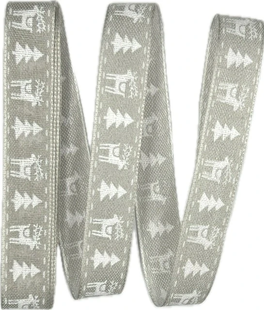 Sada 10x Vánoční stuha skládaná REINDEER pastelově šedá 15mm x 2m (4,- Kč/m) (8,- Kč/ks)