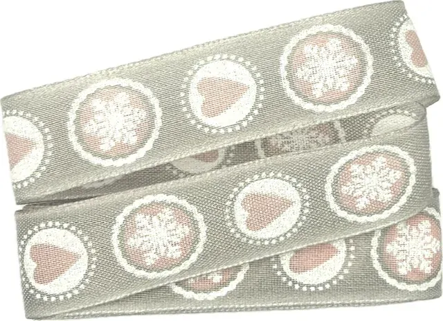 Vánoční stuha PINK SNOWFLAKES 25mm x 2m (8,50 Kč/m)