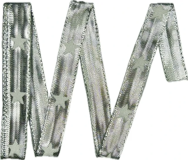 Vánoční stuha stříbrná WHITE STAR SILVER lesklá 15mm x 2m (5,- Kč/m)