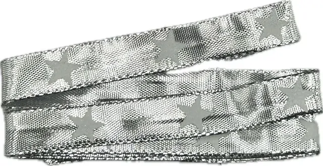 Vánoční stuha stříbrná WHITE STAR SILVER lesklá 15mm x 2m (5,- Kč/m)