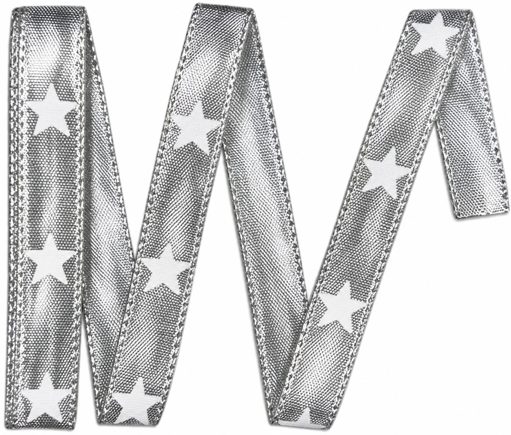 Vánoční stuha stříbrná WHITE STAR SILVER lesklá 15mm x 2m (7,50 Kč/m)