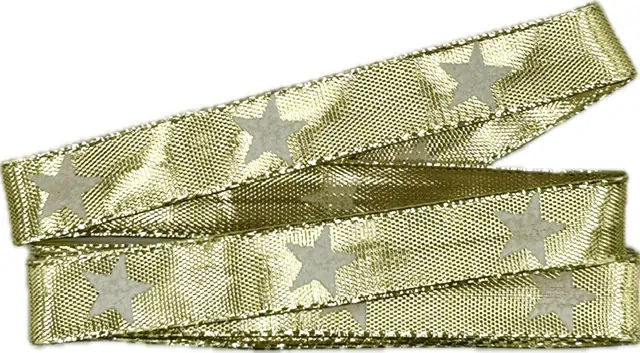 Vánoční stuha WHITE STAR GOLD zlatá 15mm x 2m (5,- Kč/m)