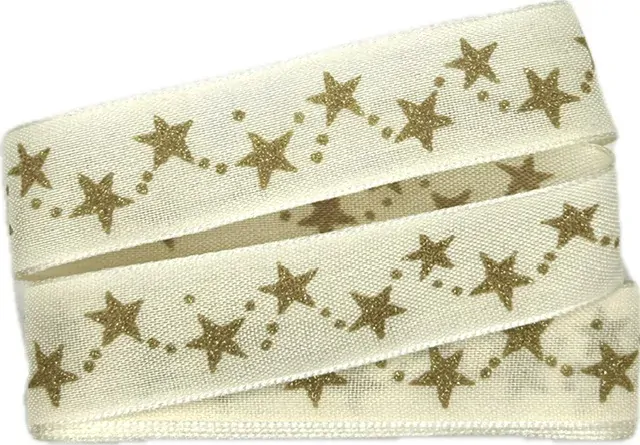 Sada 10x Vánoční stuha STAR CHAIN krémová 25mm x 2m (7,- Kč/m) (14,-Kč/ks)