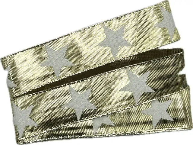Vánoční stuha zlatá WHITE STAR GOLD lurexová 25mm x 2m (8,50 Kč/m)