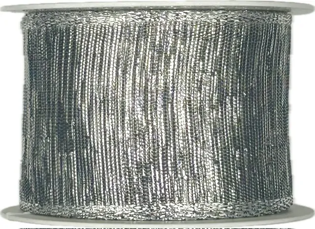 Stuha stříbrná LIVERPOOL SILVER stříbrná lesklá 40mm x 2m (15,-Kč/m)