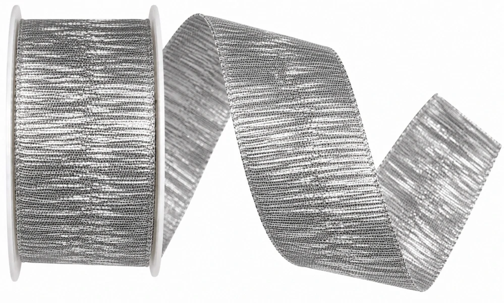 Stuha stříbrná LIVERPOOL SILVER stříbrná lesklá 40mm x 2m (14,-Kč/m)