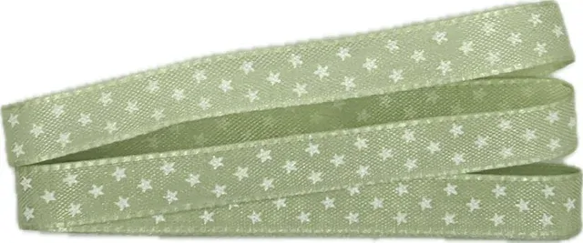 Vánoční stuha saténová zelená Mini-Stars 10mm x2m (5,-Kč/m)