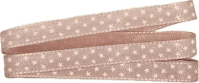 Vánoční stuha saténová růžová Mini-Stars 10mm x 2m (5,-Kč/m)