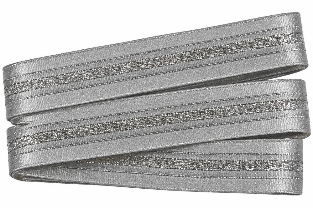 Vánoční stuha DIAMOND SILVER stříbrná saténová 15mm x 2m