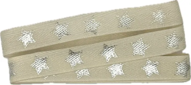 Stuha vánoční SILVER STAR krémová 15mm x 2m (5,-Kč/m)