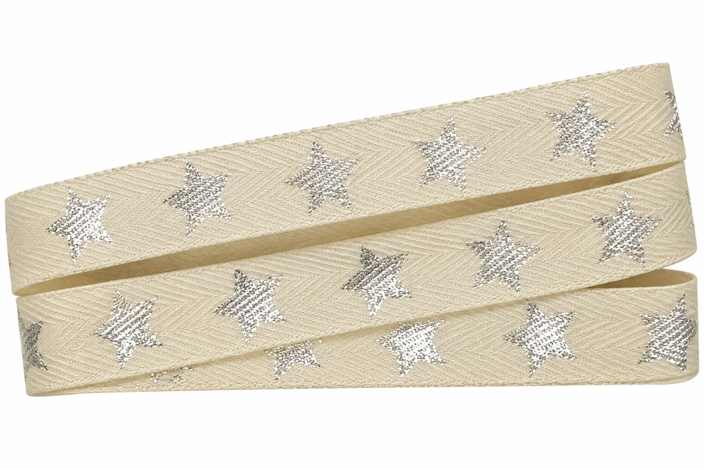 Stuha vánoční SILVER STAR krémová 15mm x 2m (5,-Kč/m)