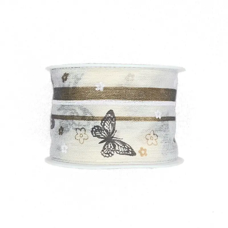 Stuha bavlněná BUTTERFLY CREAM krémová 40mm x 2m (13,- Kč/m) 