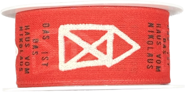 Vánoční stuha Tady bydlí Mikuláš 25mm x 2m ( 5,- Kč/m)