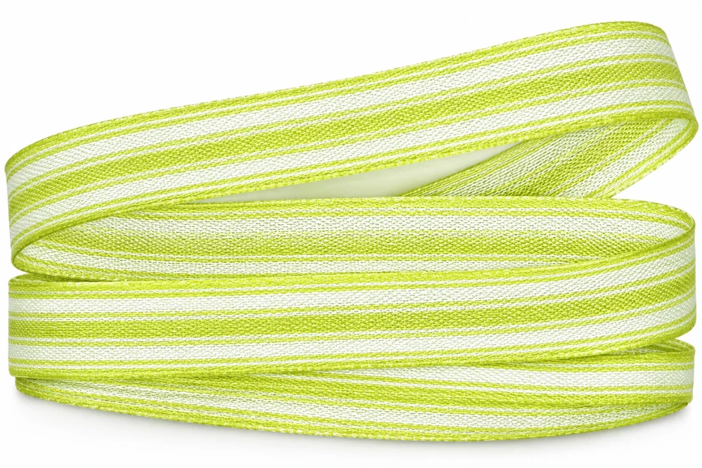 Stuha pruhovaná Color Stripes LIMONE zelená 15mm x 2m (5,- Kč/m)
