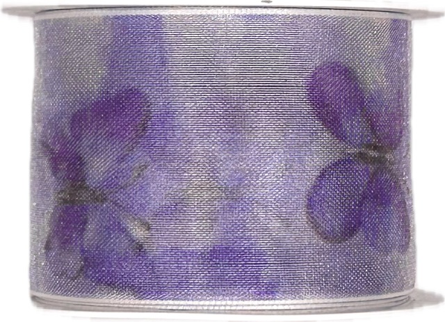 Stuha organzová BUTTERFLY DREAM lila 40mm x 2m (13,-Kč/m)