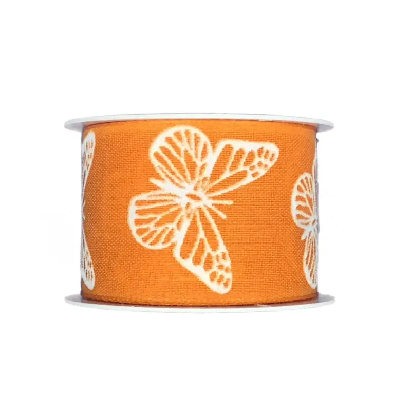 Stuha látková SWEET BUTTERFLY ORANGE oranžová 40mm x 2m (13,-Kč/m)