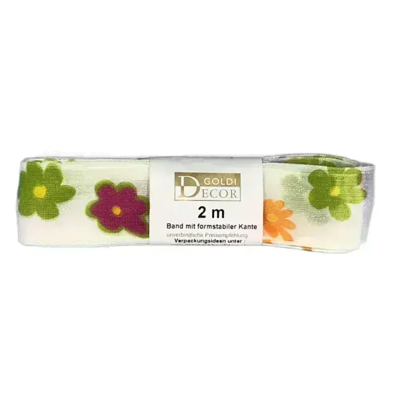 Stuha taftová HAPPY MEADOW bílá 25mm x 2m (8,-Kč/m)