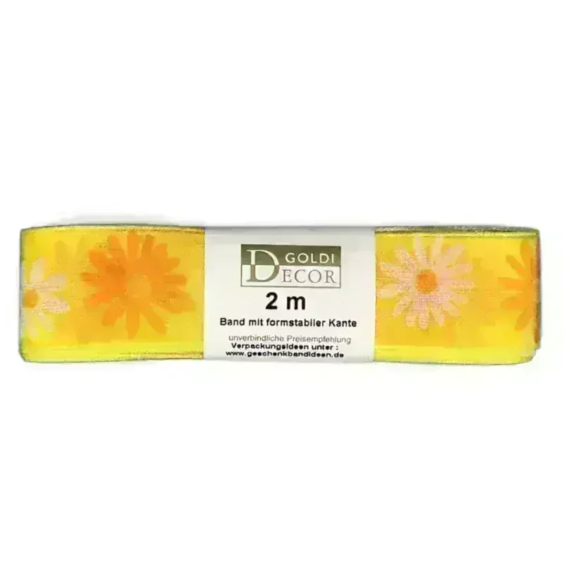 Stuha taftová SPRING FLOWER oranžová 25mm x 2m (6,- Kč/m)