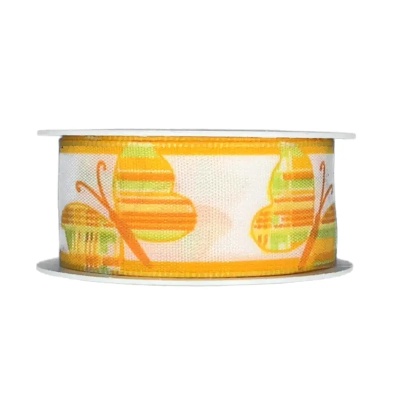 Stuha taftová SPRING BUTTERFLY Honey Gold oranžová  25mm x 2m