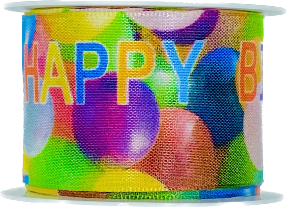 Stuha narozeninová BIRTHDAY BALOONS taftová 40mm x 2m (13,-Kč/m)