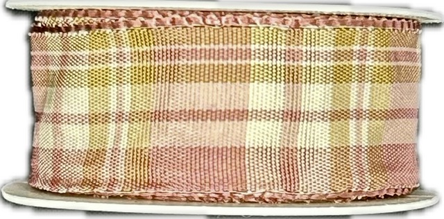 Saténová stuha CARACAS KARO starorůžová 25mm x 2m