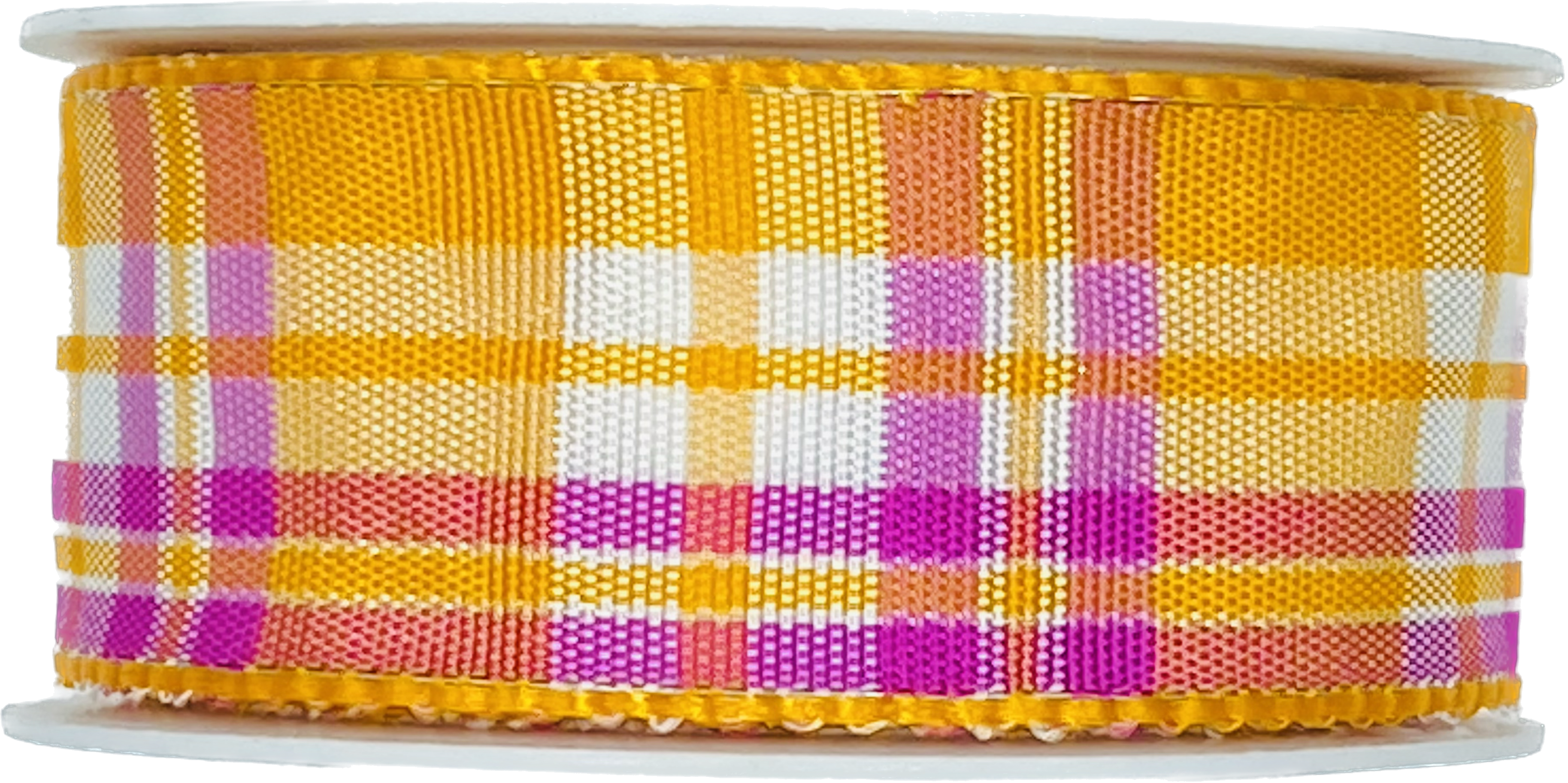 Saténová stuha CARACAS KARO růžovo-oranžová 25mm x 2m