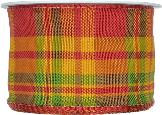 Saténová stuha CARACAS KARO červeno-oranžová 40mm x 2m