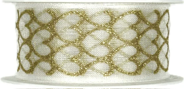 Organza stuha Heart Whisper Gold – zlatá 25mm x 2m