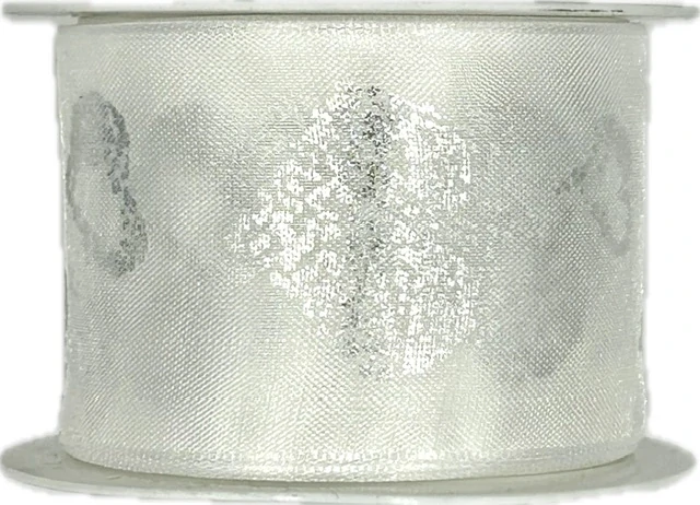 Stuha svatební HEART OF GOLD WHITE bílá 40mm x 2m (16,-Kč/m)