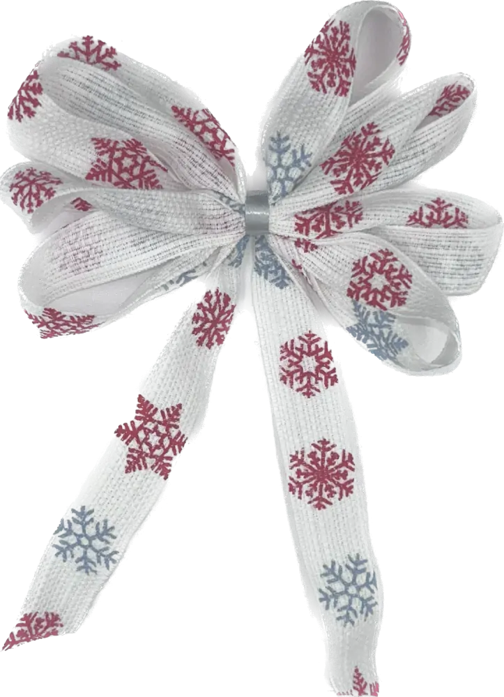 Vánoční stuha VLOČKY bavlněná bílá 15 mm x 2 m (5,- Kč/m)