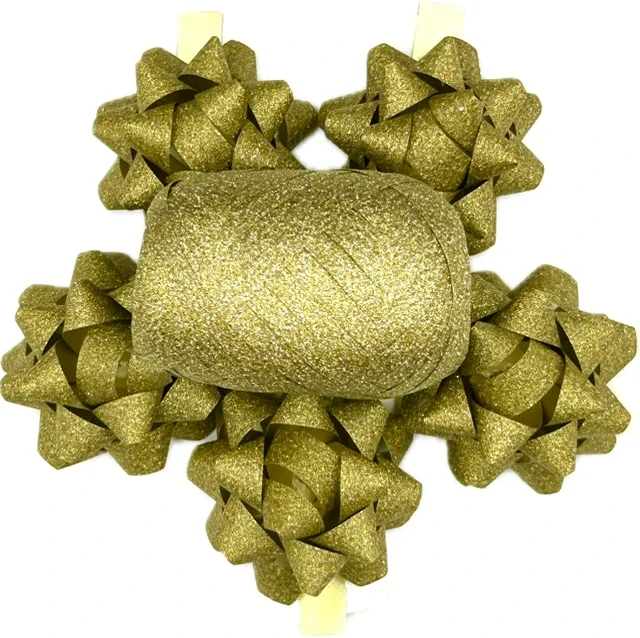 Stuha vázací GLAMOUR GOLD glitrová zlatá 5mm x 10m