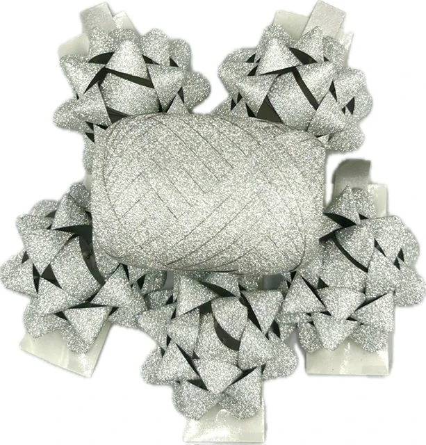 Stuha vázací GLAMOUR SILVER glitrová stříbrná 5mm x 10m