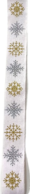 Vánoční bavlněná stuha SNOW ELEGANCE WHITE 40mm x 2m (15,-Kč/m)