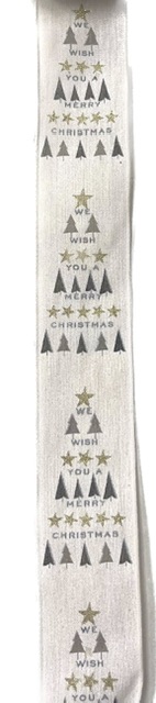 Stuha vánoční MERRY CHRISTMAS WHITE bílá 40mm x 2m (15,-Kč/m)