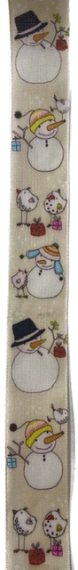 Stuha vánoční HAPPY SNOWMAN CREAM krémová 40mm x 2m (14,-Kč/m)