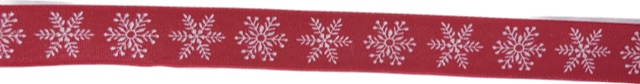 Stuha vánoční VLOČKY červená 25mm x 2m