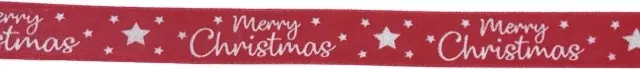 Stuha vánoční MERRY CHRISTMAS RED červená 25mm x 2m (6,-Kč/m)