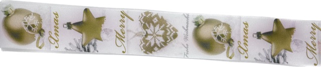 Stuha vánoční CHRISTMAS DECORATION GOLD zlatá 40mm x 2m (16,-Kč/m)