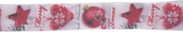 Stuha vánoční CHRISTMAS DECORATION RED červená 40mm x 2m (15,-Kč/m)