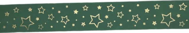 Stuha vánoční sametová VELUTTO STARS GREEN zelená 40mm x 2m ( 13,-Kč/m)