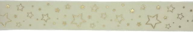 Vánoční stuha sametová VELUTTO STARS smetanová 40mm x 2m(14,-Kč/m)
