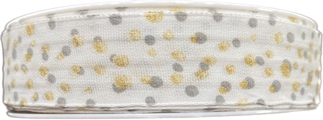 Stuha bavlněná STARDUST WHITE 25mm x 20m (8,-Kč/m)